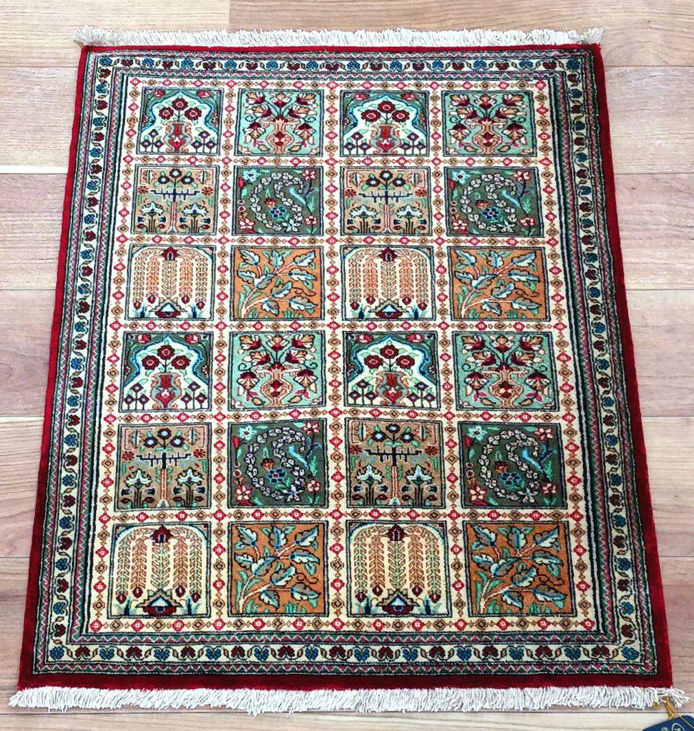 Y2622 ペルシャ絨毯 クム シルク100% 手織り72万ノット ヘシティ