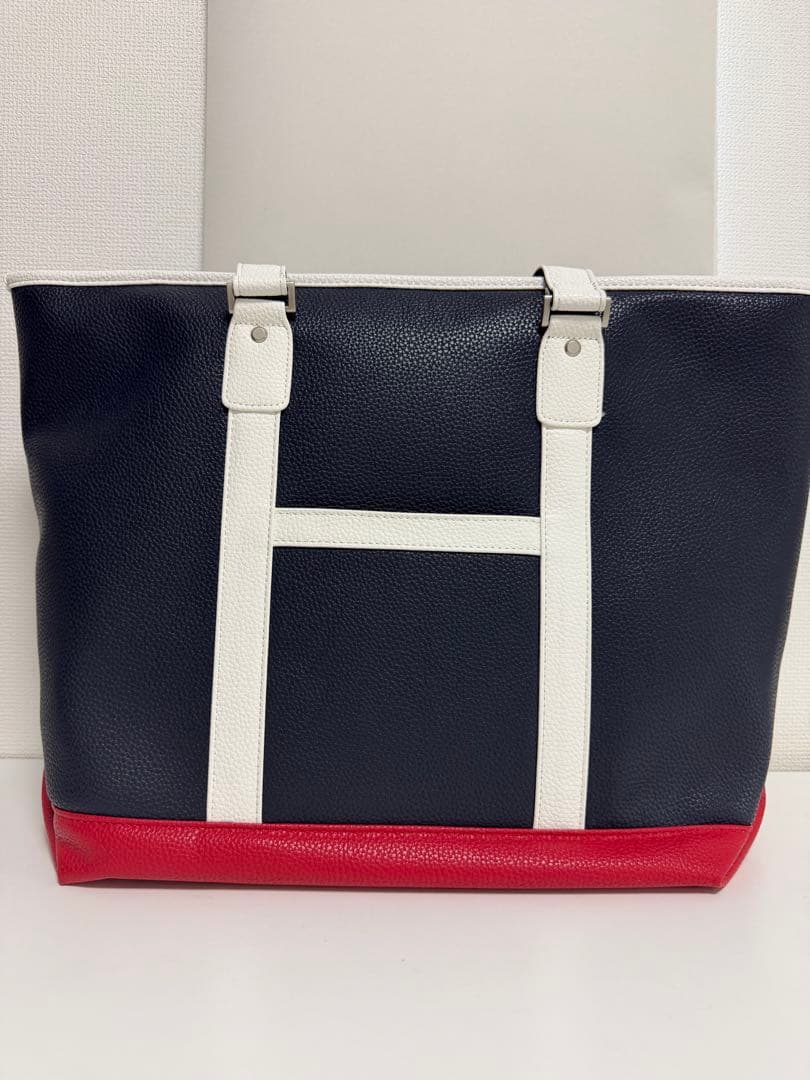 【美品】  トートバッグ ネイビー/レッド/ホワイト