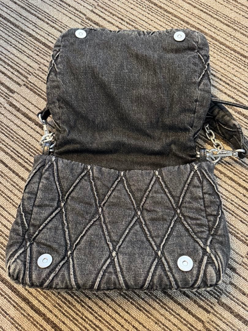 DIESEL デニム　キルティングショルダーバッグ グレー