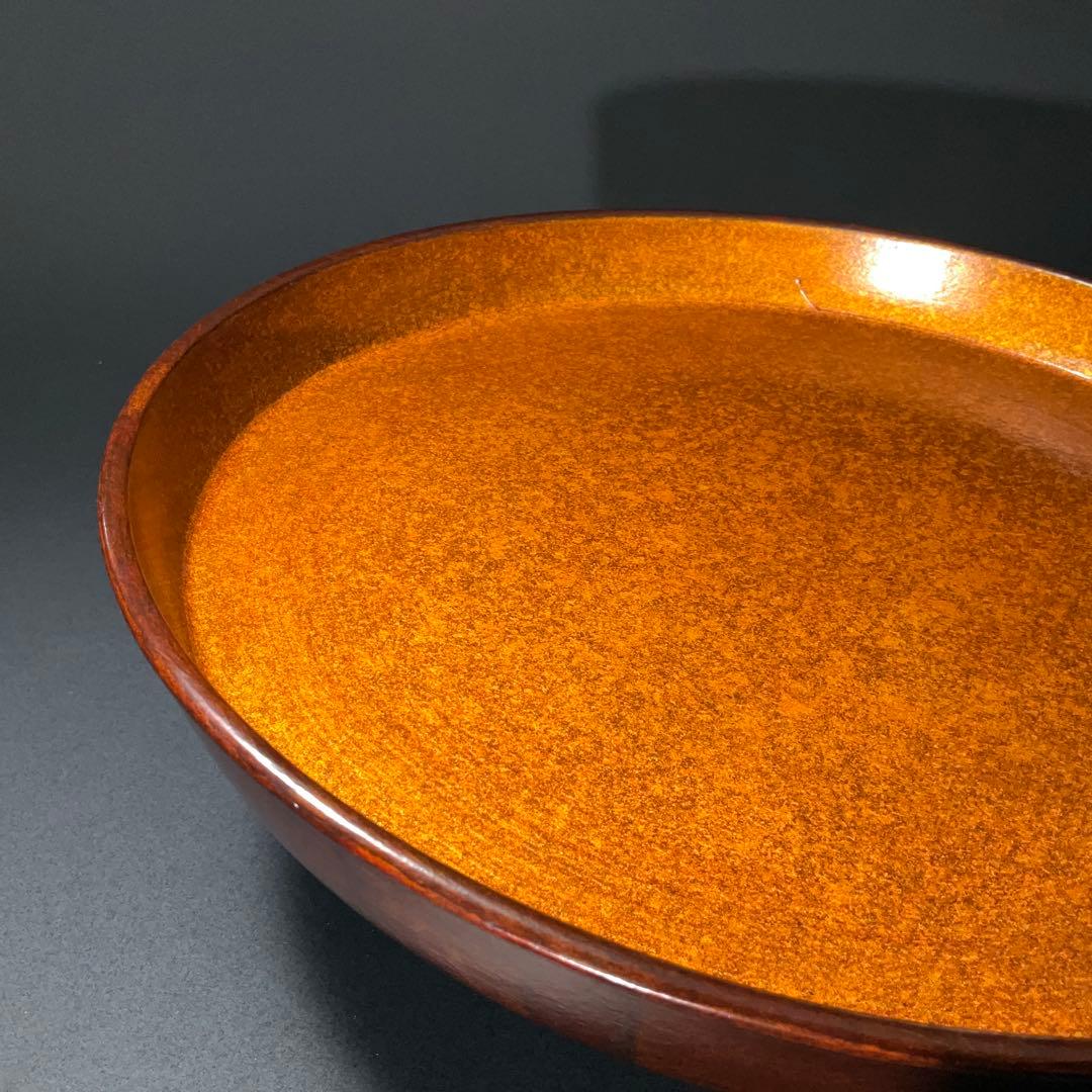 漆塗　丸盆　人間国宝・増村紀一郎　共箱　R1274A