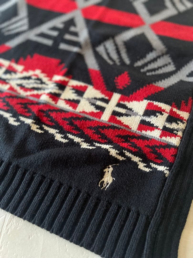 新品 ラルフローレン インディアンジオメトリック ひざ掛け＆スローピロー