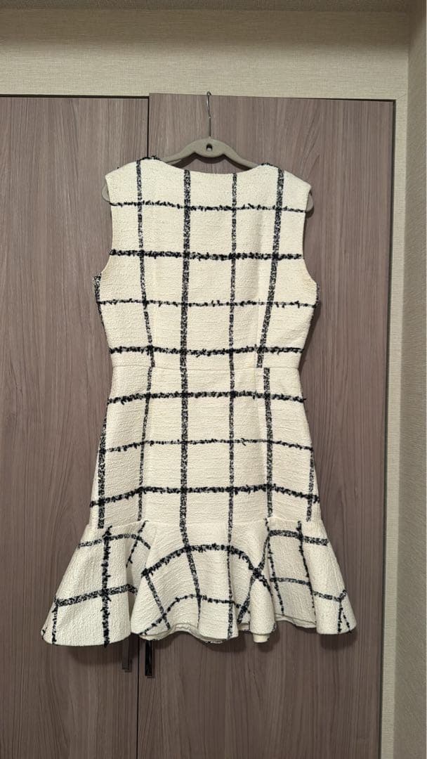 sheller フロントZIPチェックツイードドレス