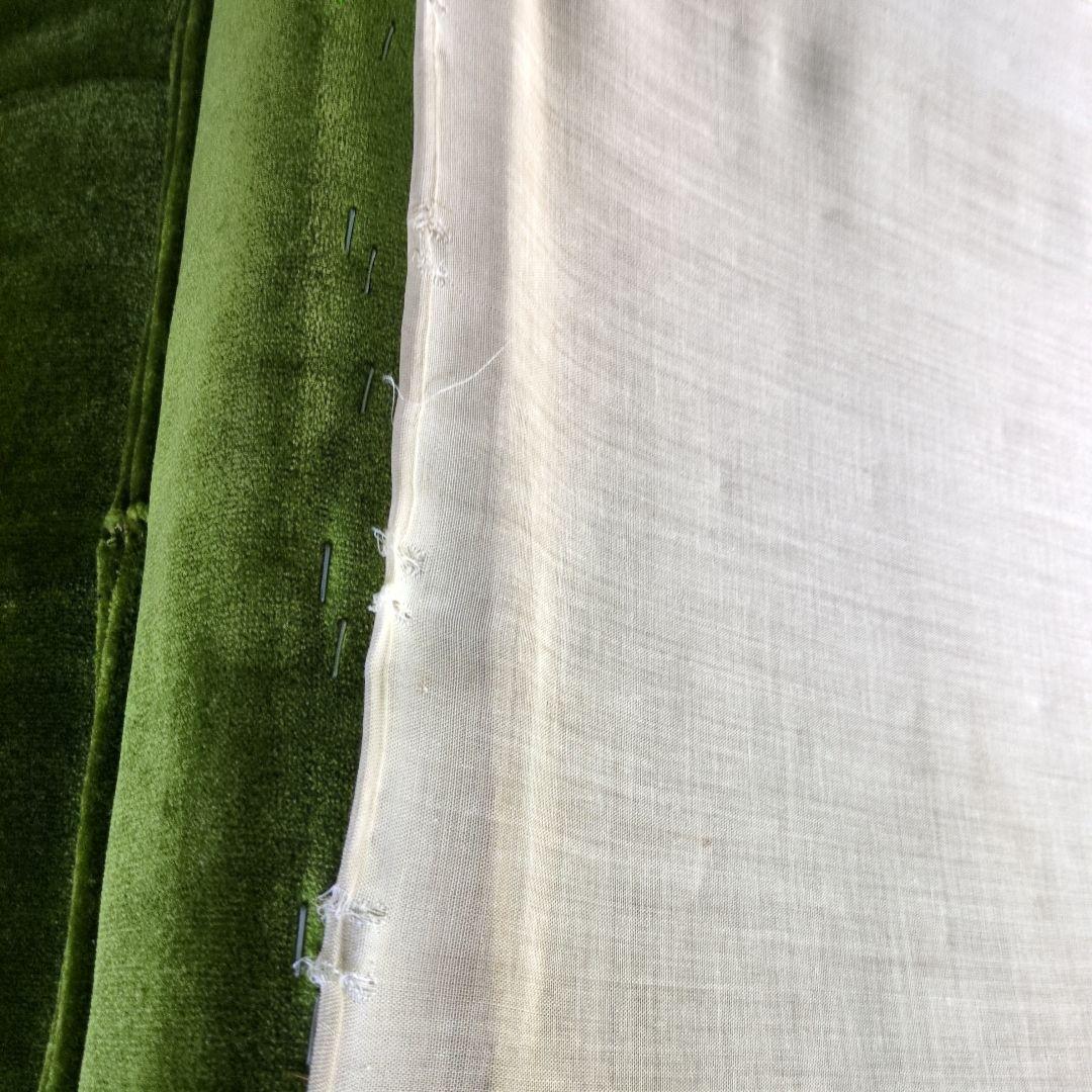 昭和レトロ オールド カリモク グリーン モケット 1人掛け ソファ③ベルベット