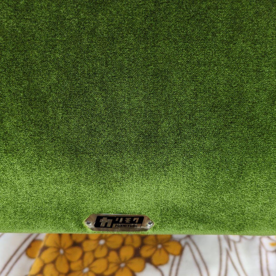 昭和レトロ オールド カリモク グリーン モケット 1人掛け ソファ③ベルベット