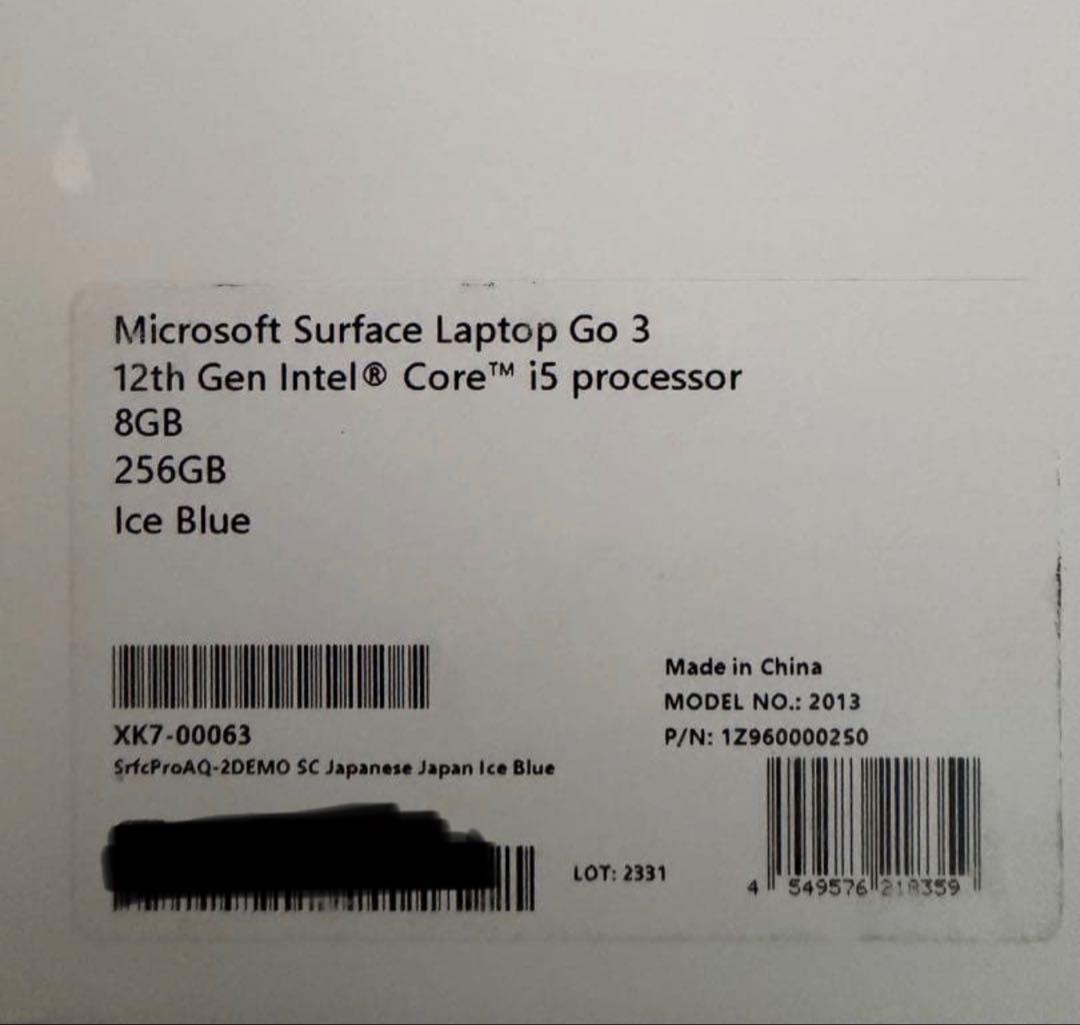Windowsノート本体 Microsoft Surface Laptop Go 3 8GB 256G