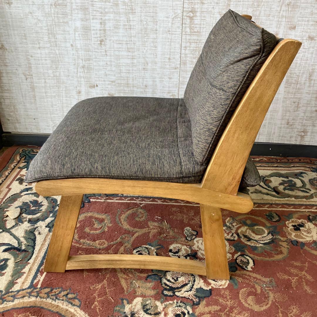 ④ 北欧レトロ ミキモク 雅 木製フレーム アームレスチェア 一人掛けソファー