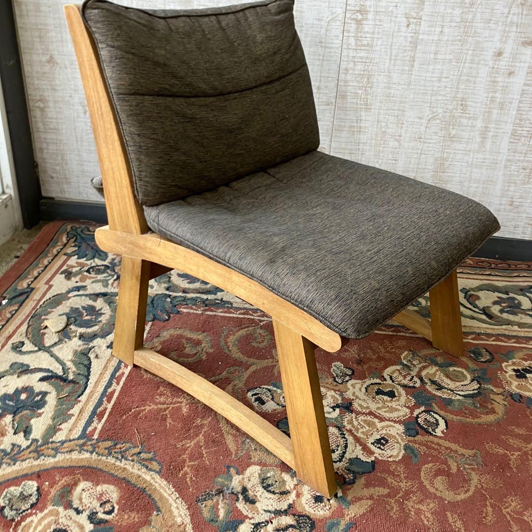 ④ 北欧レトロ ミキモク 雅 木製フレーム アームレスチェア 一人掛けソファー