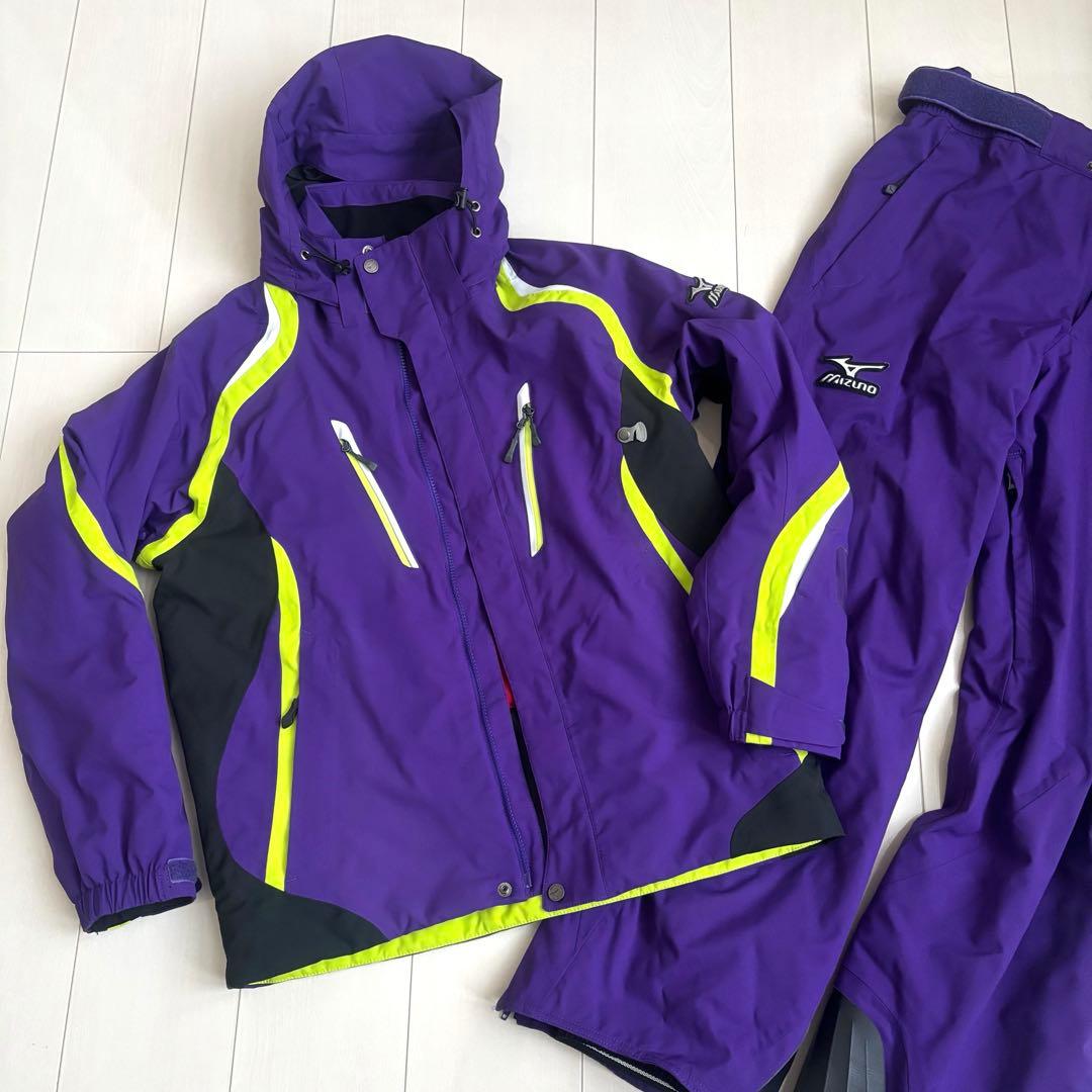 【訳あり】 ミズノ メンズスキーウェア 上下セット パープル 紫