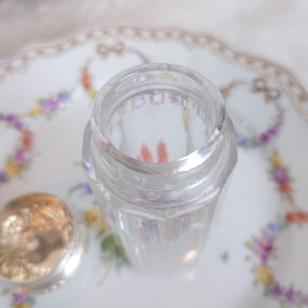 イギリス　アンティーク　純銀　バニティジャー　ガラス便