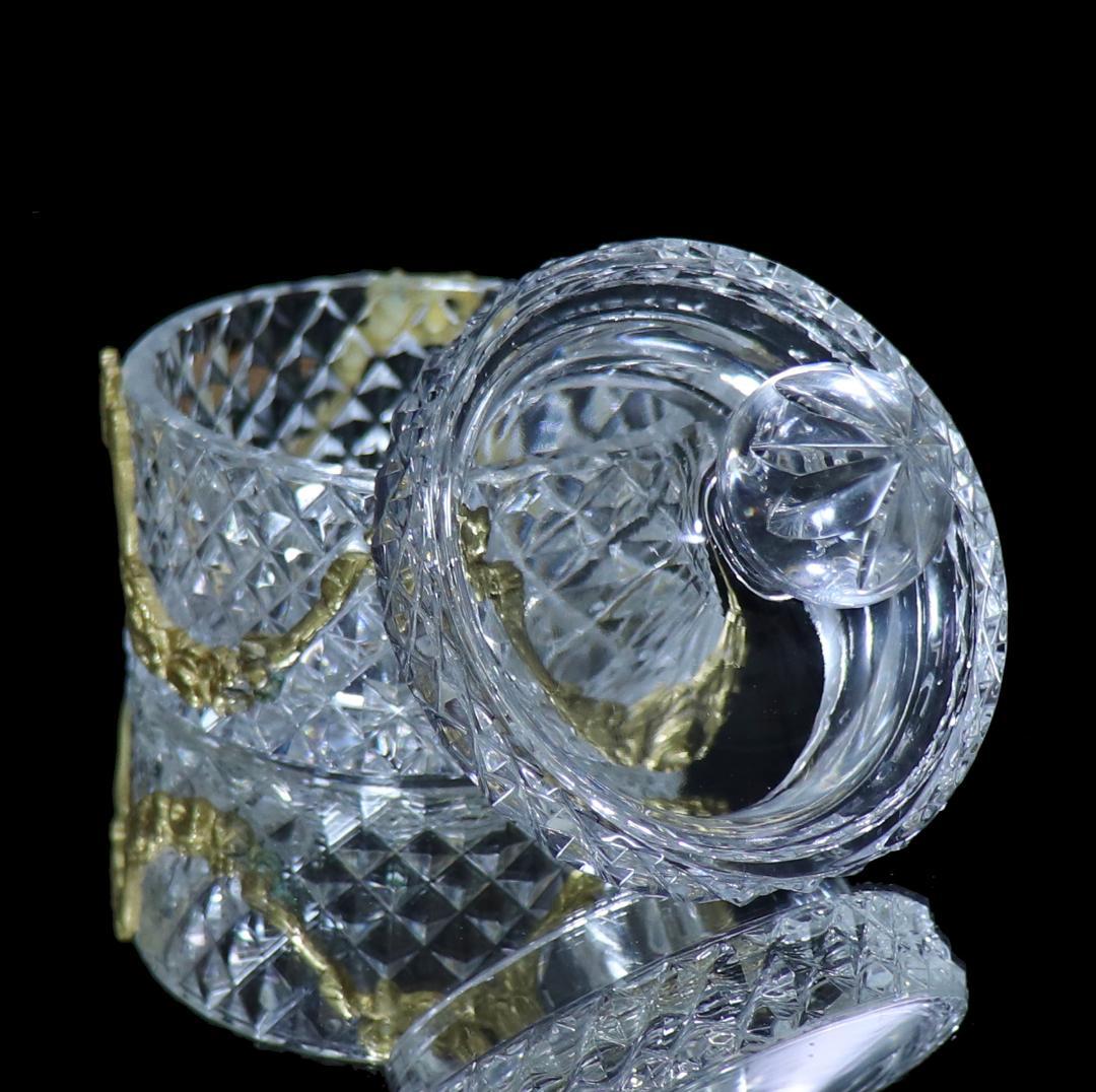 オールド・バカラ 1890年 ブロンズ装飾 ディアマン ビゾー 蓋物 小物入れ