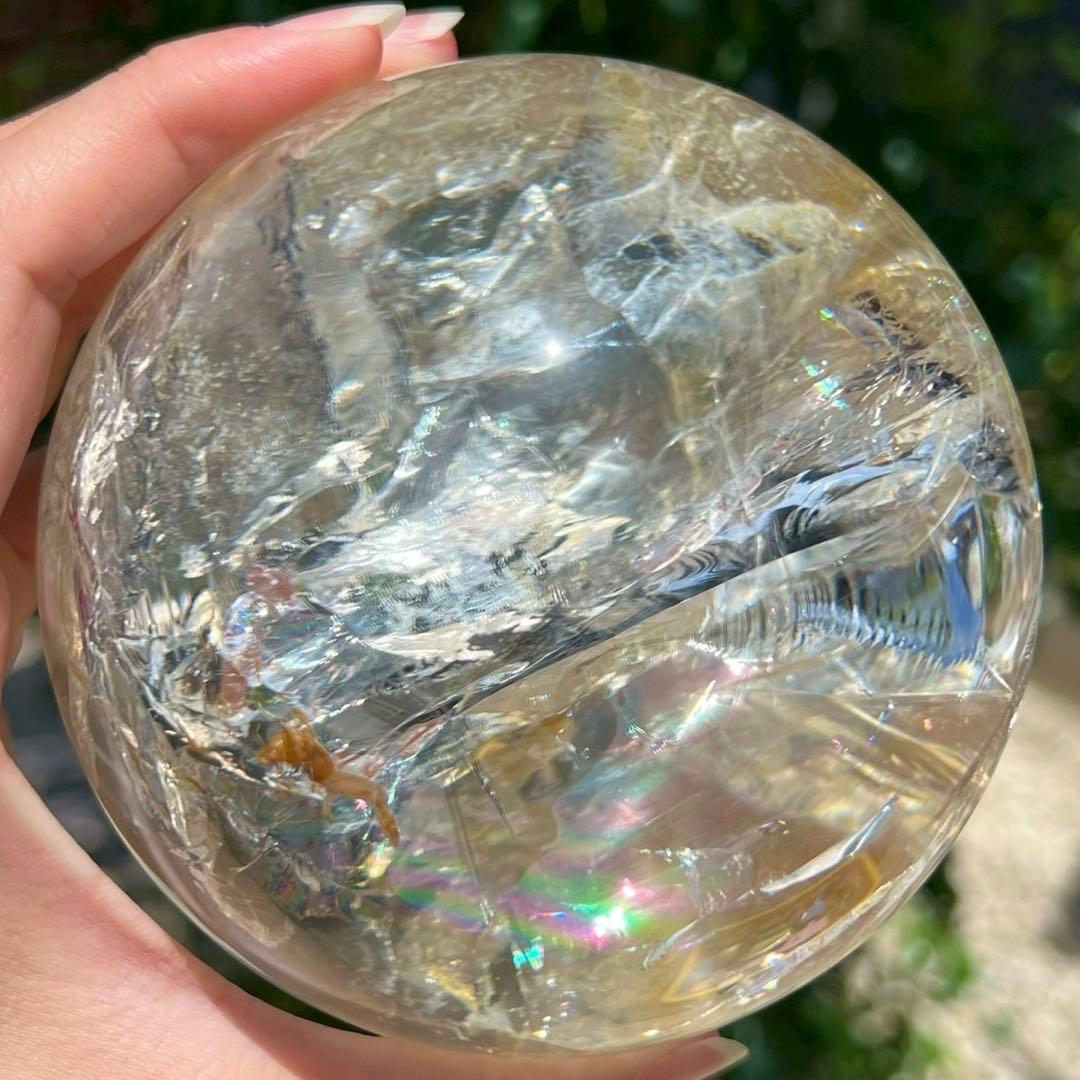 ◎家宝級 美麗宝珠☆超逸品☆レインボー スーパーファントム 水晶 丸玉 天然石