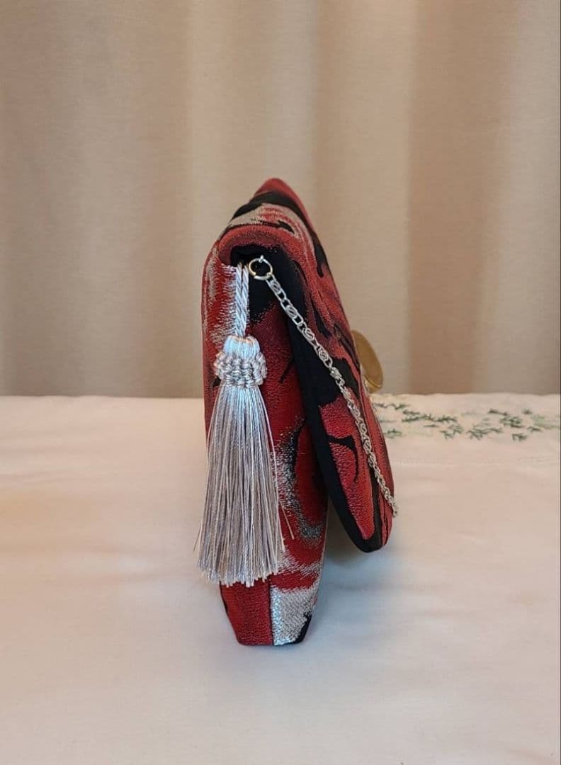 涙模様、シルク着物帯の2ways クラッチバック