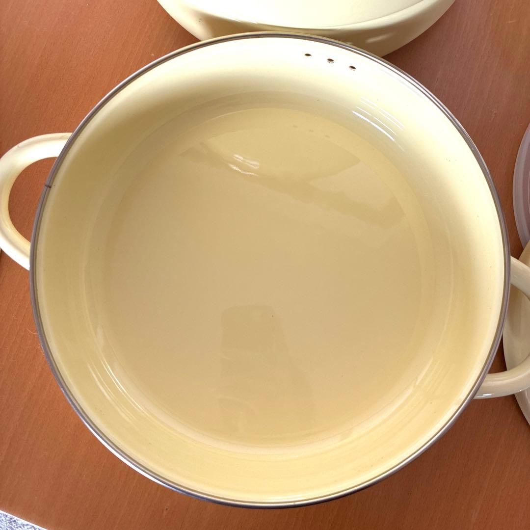 【送料込】MIMOZAミモザ（辰巳芳子）野田琺瑯 蒸気調理鍋　レシピブック付