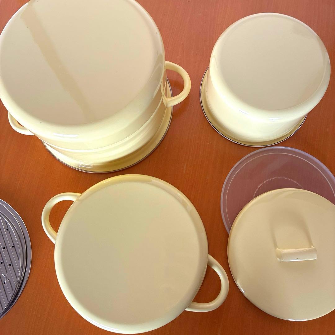 【送料込】MIMOZAミモザ（辰巳芳子）野田琺瑯 蒸気調理鍋　レシピブック付