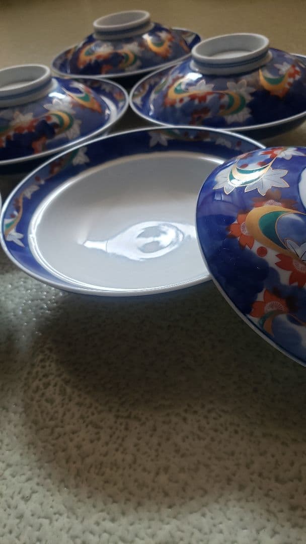 有田焼 日峰窯 染付 蓋付高台煮物皿(大)10客セット売り/蓋付きで映え確定