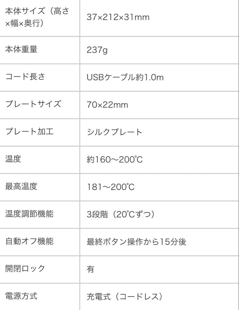 コードレスミニアイロン「ラグジュエル」