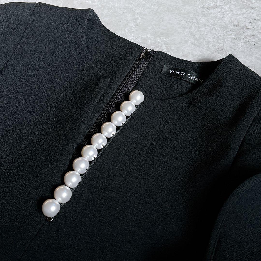 極美品✨ヨーコチャン　パール　コクーンワンピース　フレアスリーブ38 M 黒