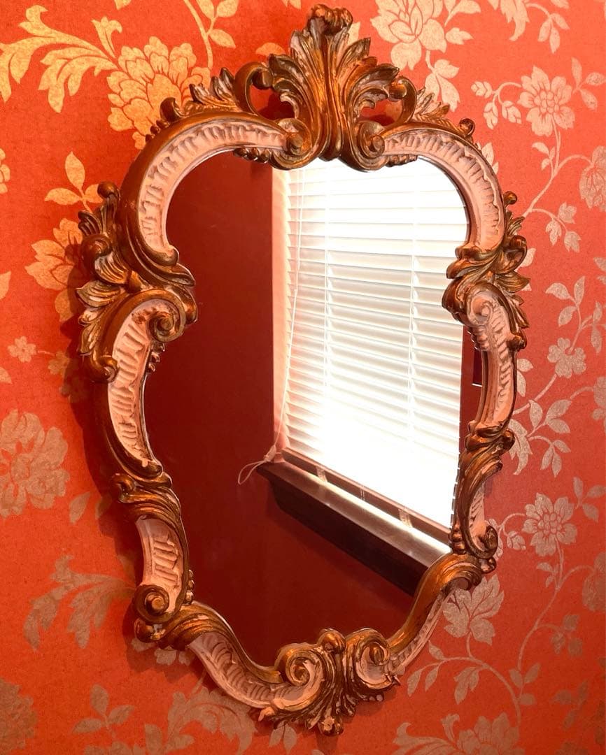 アンティーク調ミラー（ホワイト×ゴールド）