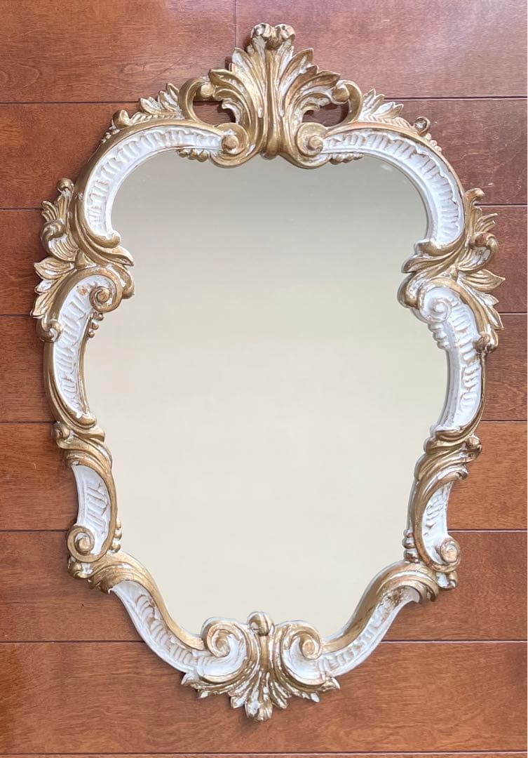 アンティーク調ミラー（ホワイト×ゴールド）