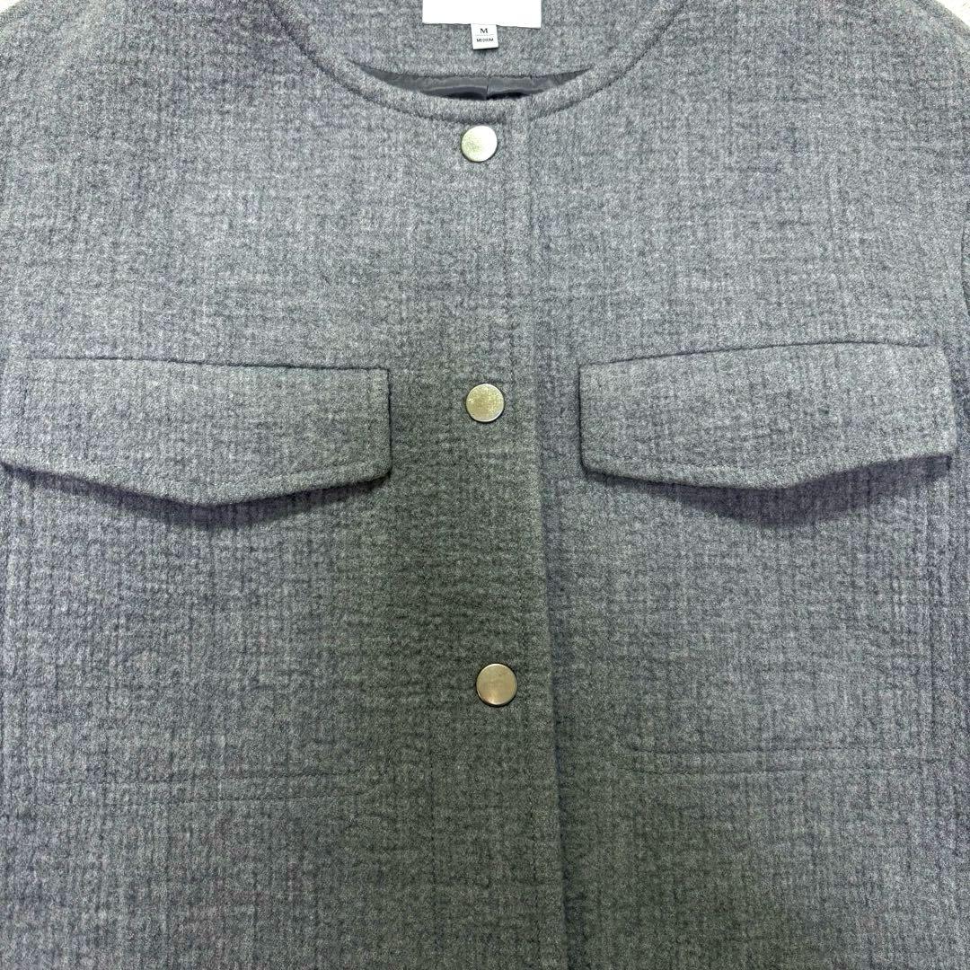 【美品】BEAUTY&YOUTH クレーターメルトンノーカラーショートコート M