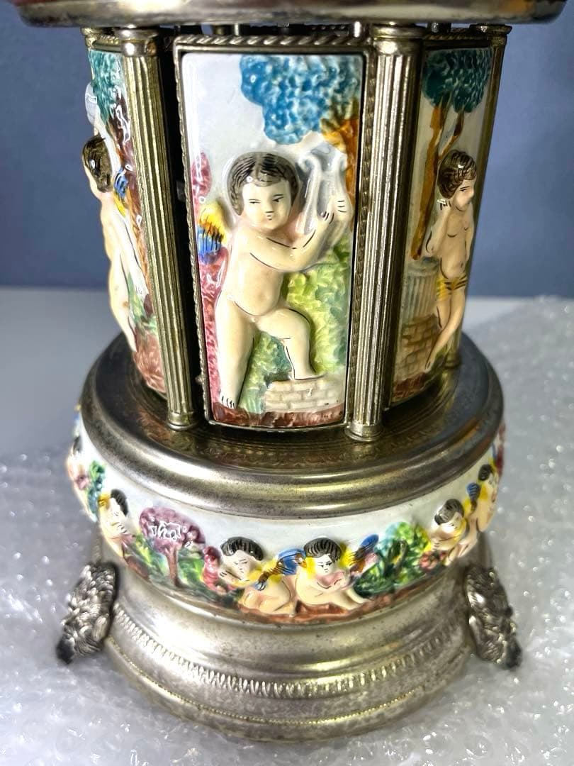 『REUGE』リュージュ　陶器製カラクリ オルゴール　葉巻入れ　アンティーク