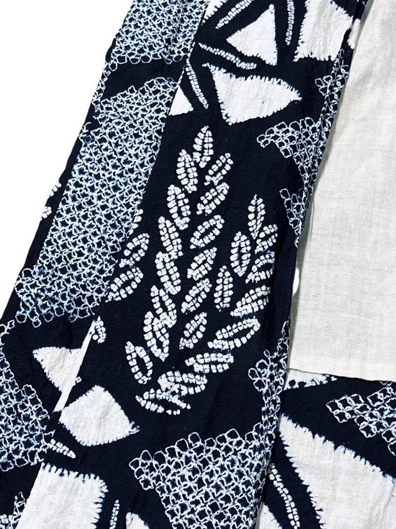A53有松鳴海絞り 浴衣 花 綿　紺青
