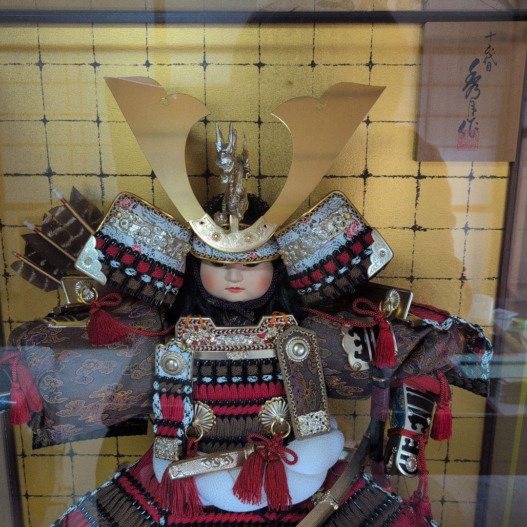 御所人形 武士の鎧 ガラスケース付き