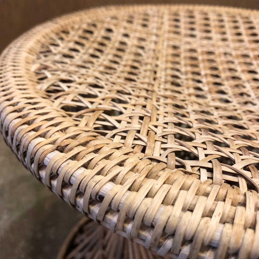 【バンブー　ラタン】 円形スツール　 編み込みデザイン　椅子　バンブースツール