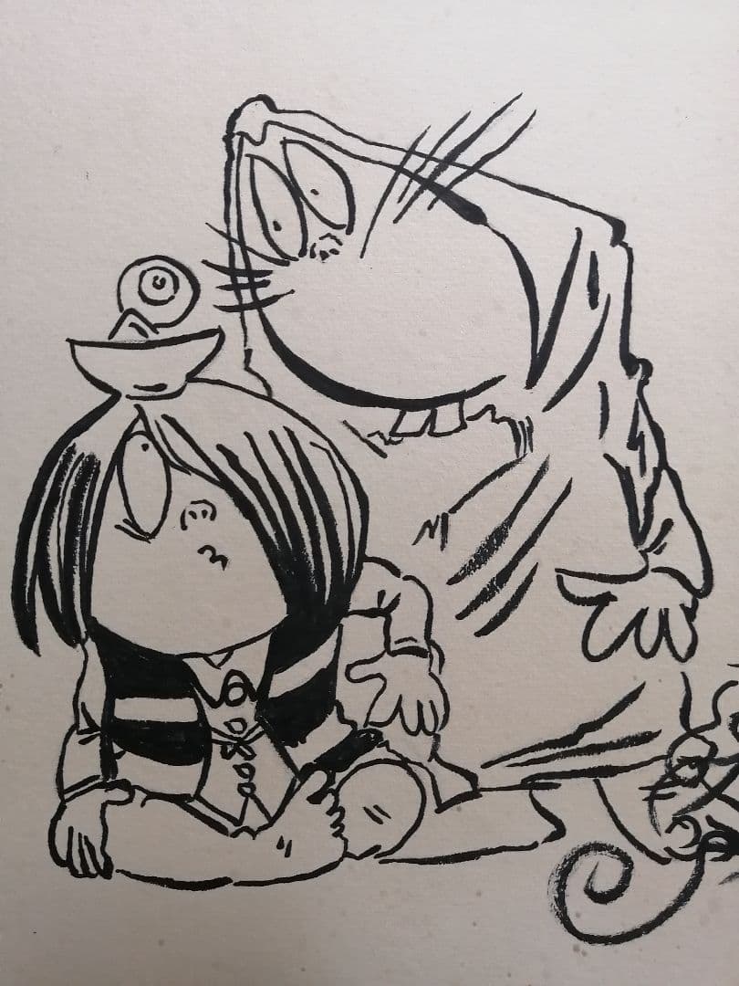 ★水木しげる先生　『ゲゲゲの鬼太郎』肉質画　肉質落款　真筆品　直筆サイン入り