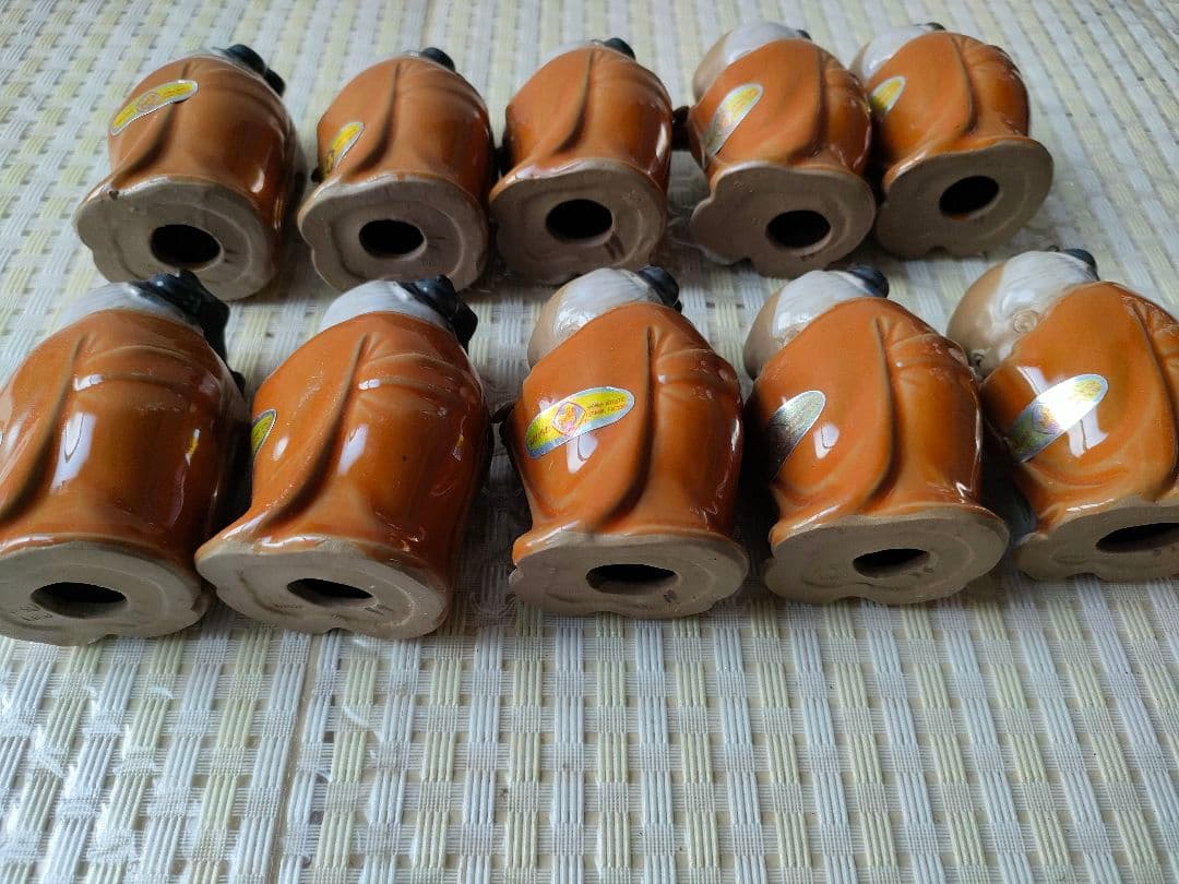 ●中国縁起物仙人像人形10体セット陶器置物福禄寿寿老人民芸品開運風水まとめ売り