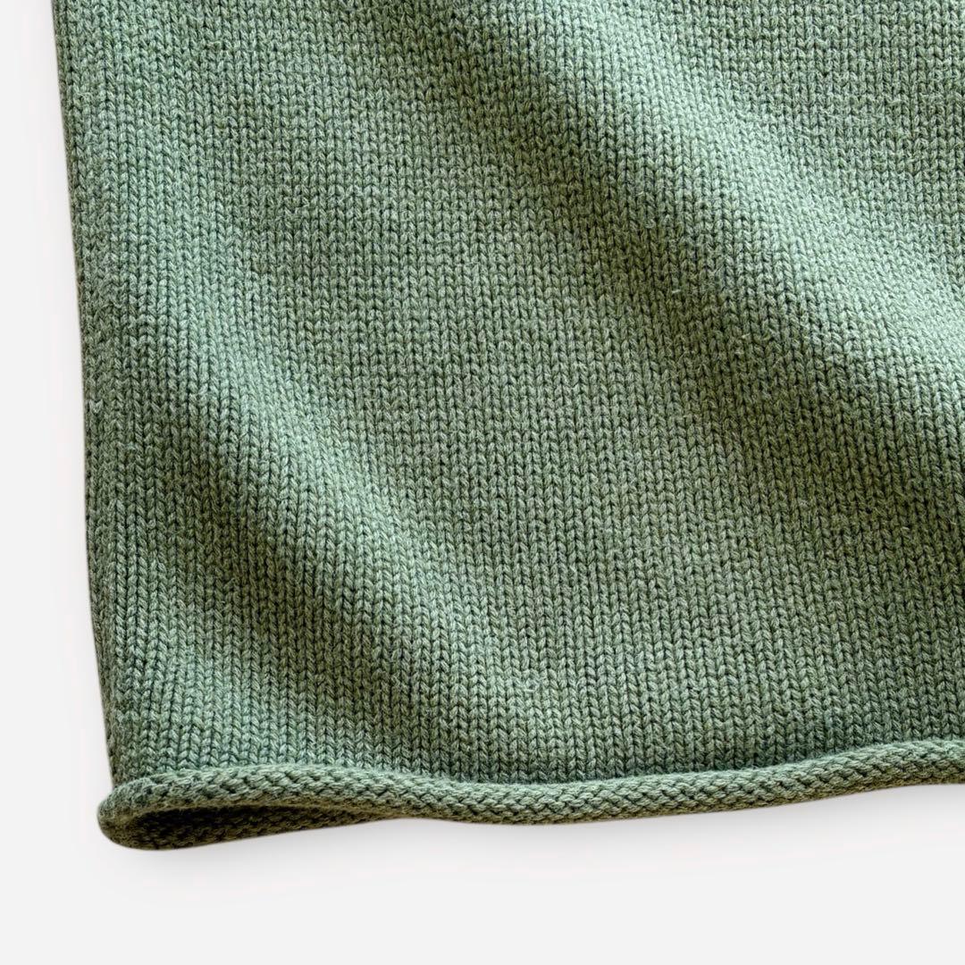 00's J.CREW ロールネック コットンニット L 若草色