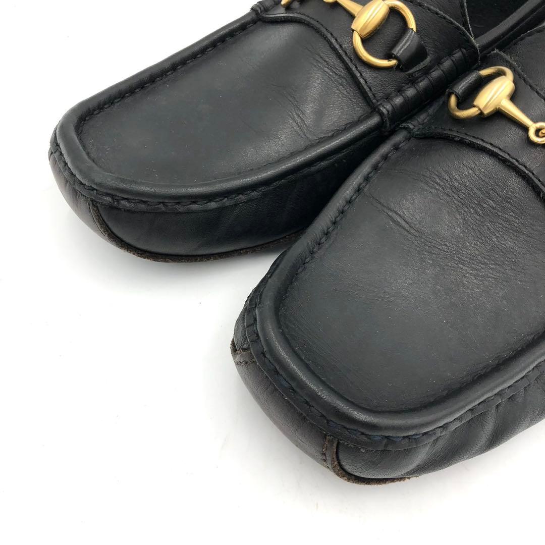 GUCCI グッチ ビットローファー 42 27cm 黒　レザー モカシン