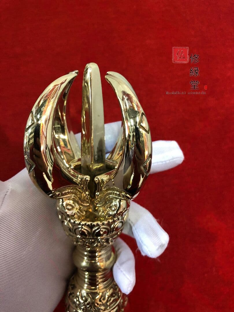 唐密法具 法器 宋式五鈷杵 金剛杵 真鍮製 23cm