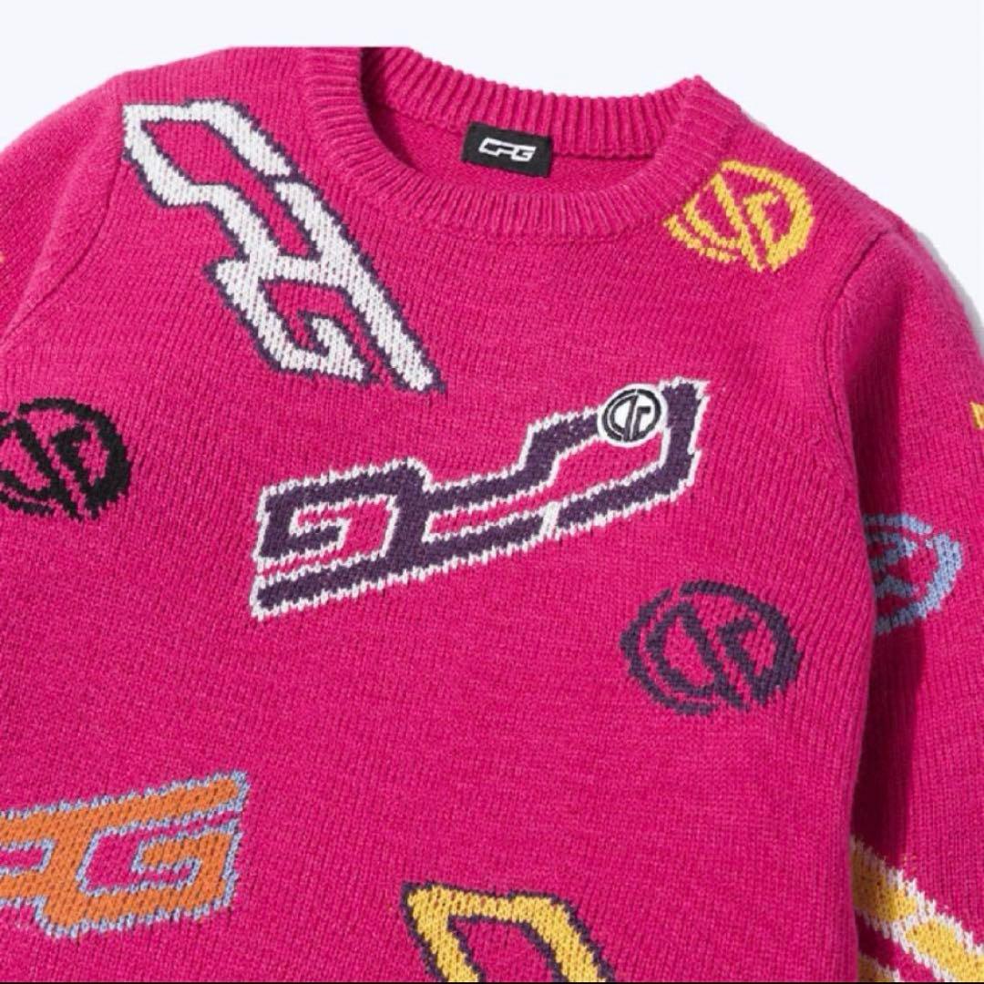 CPG GOLF クルーネックロゴ柄ニット