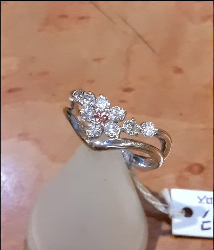 K18WG ピンクダイヤ/ダイヤモンド0.5ctリング  #11.5