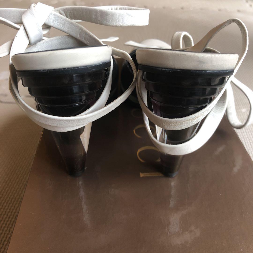 シャネル　ミュール　パンプス　レースアップ　ストラップ　ハイヒール