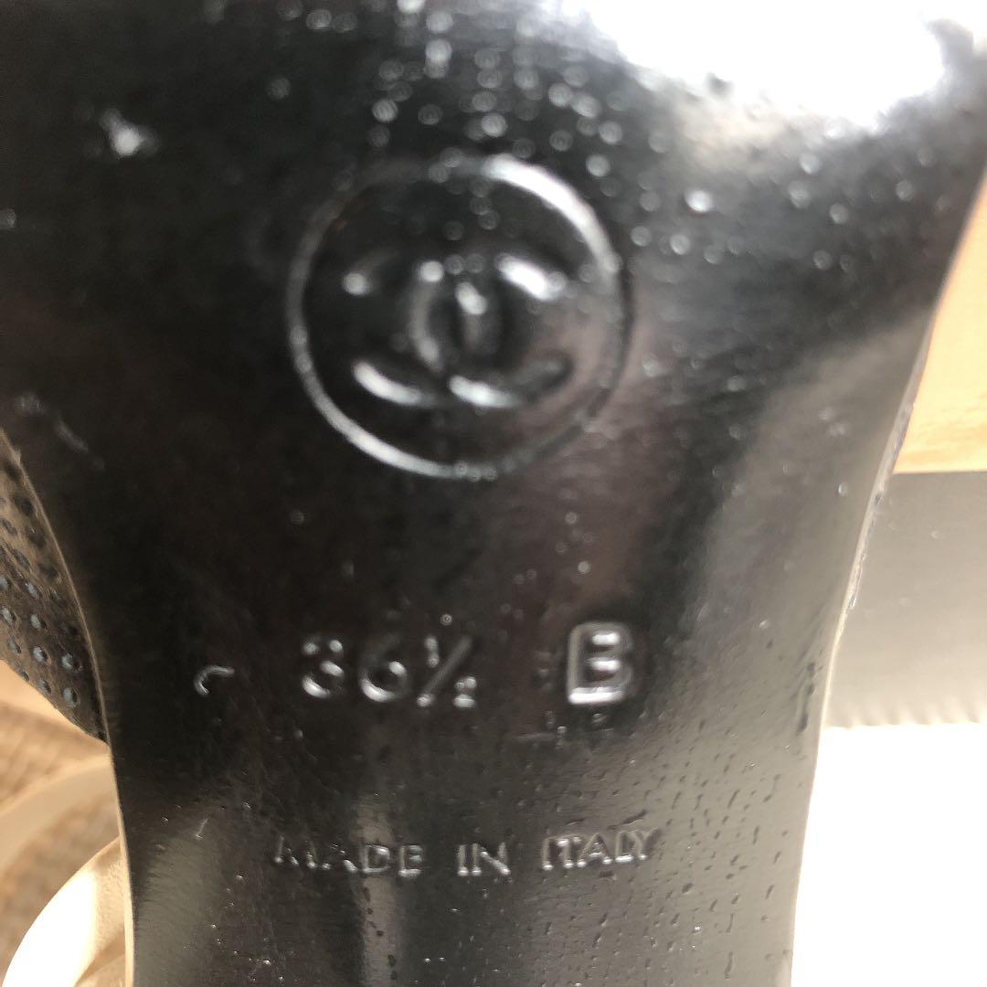 シャネル　ミュール　パンプス　レースアップ　ストラップ　ハイヒール