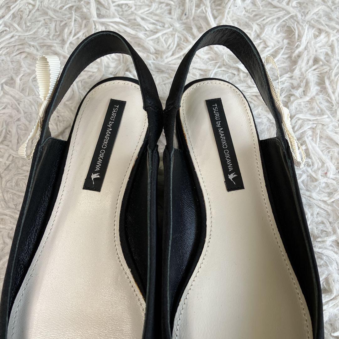 TSURU by MARIKO OIKAWA ブラックリボンデザイン ミュール