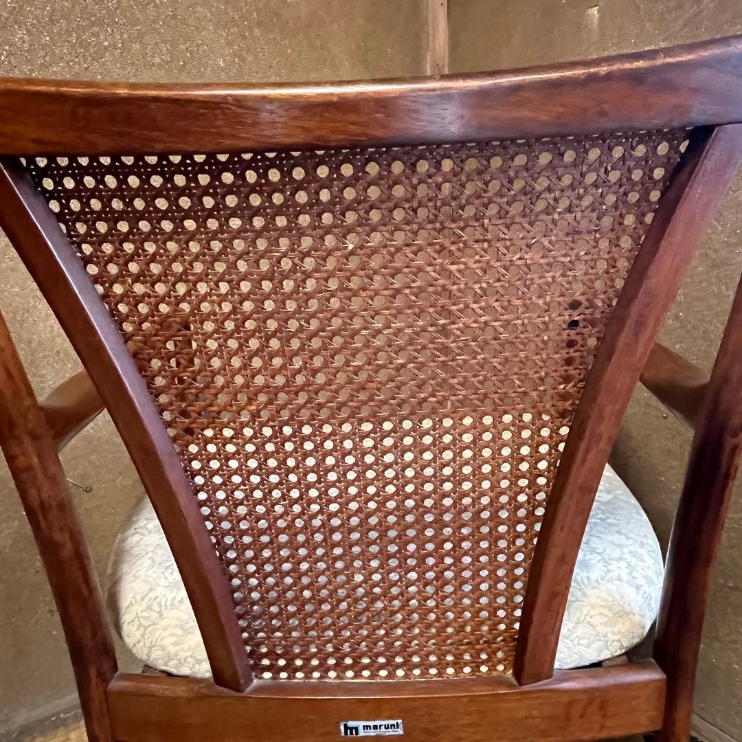 マルニ木工 籐張り ラウンジチェア 昭和レトロ