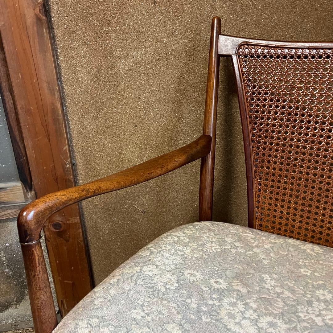 マルニ木工 籐張り ラウンジチェア 昭和レトロ