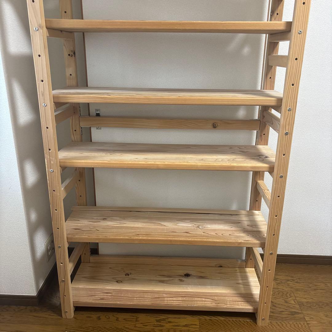 国産杉頑丈突っ張りラック（本棚） 幅99奥行38cm