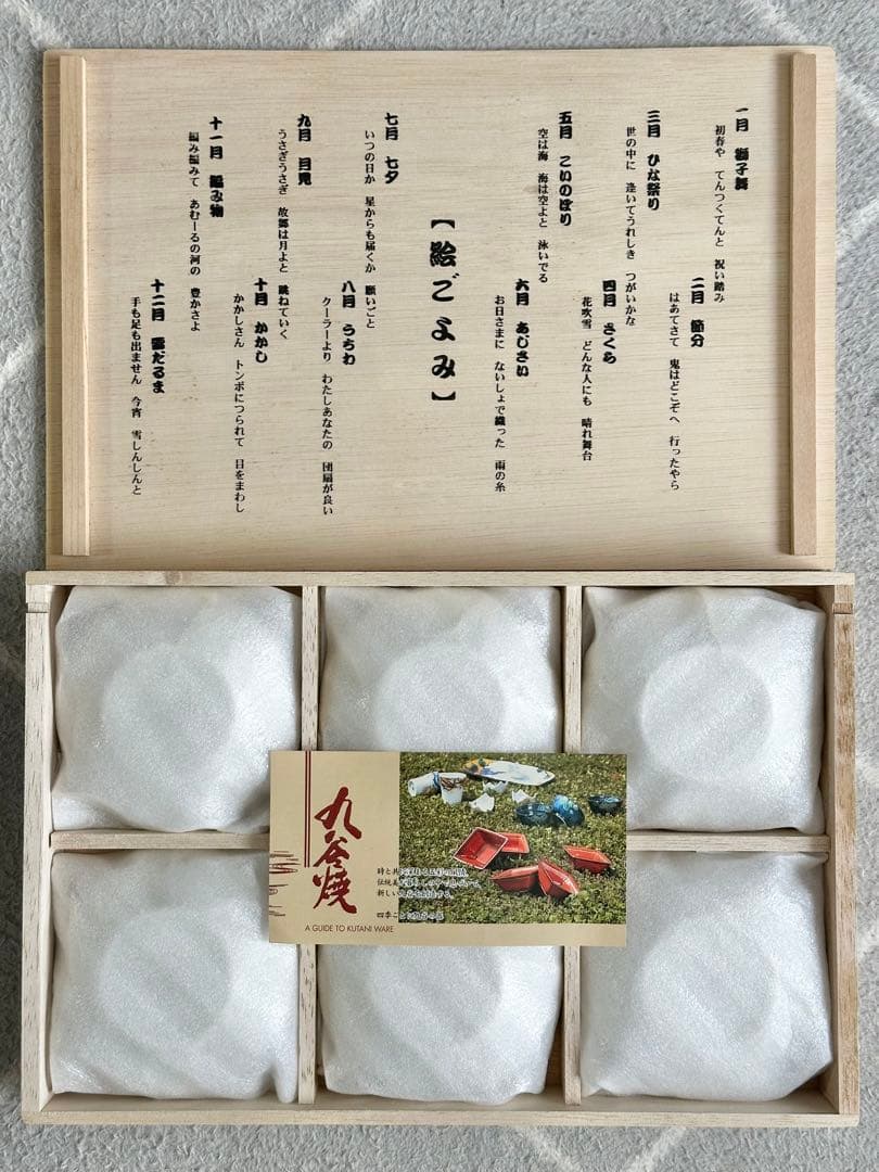 九谷焼 陶賀 謹製 絵ごよみ 小皿 12枚セット 木箱入り