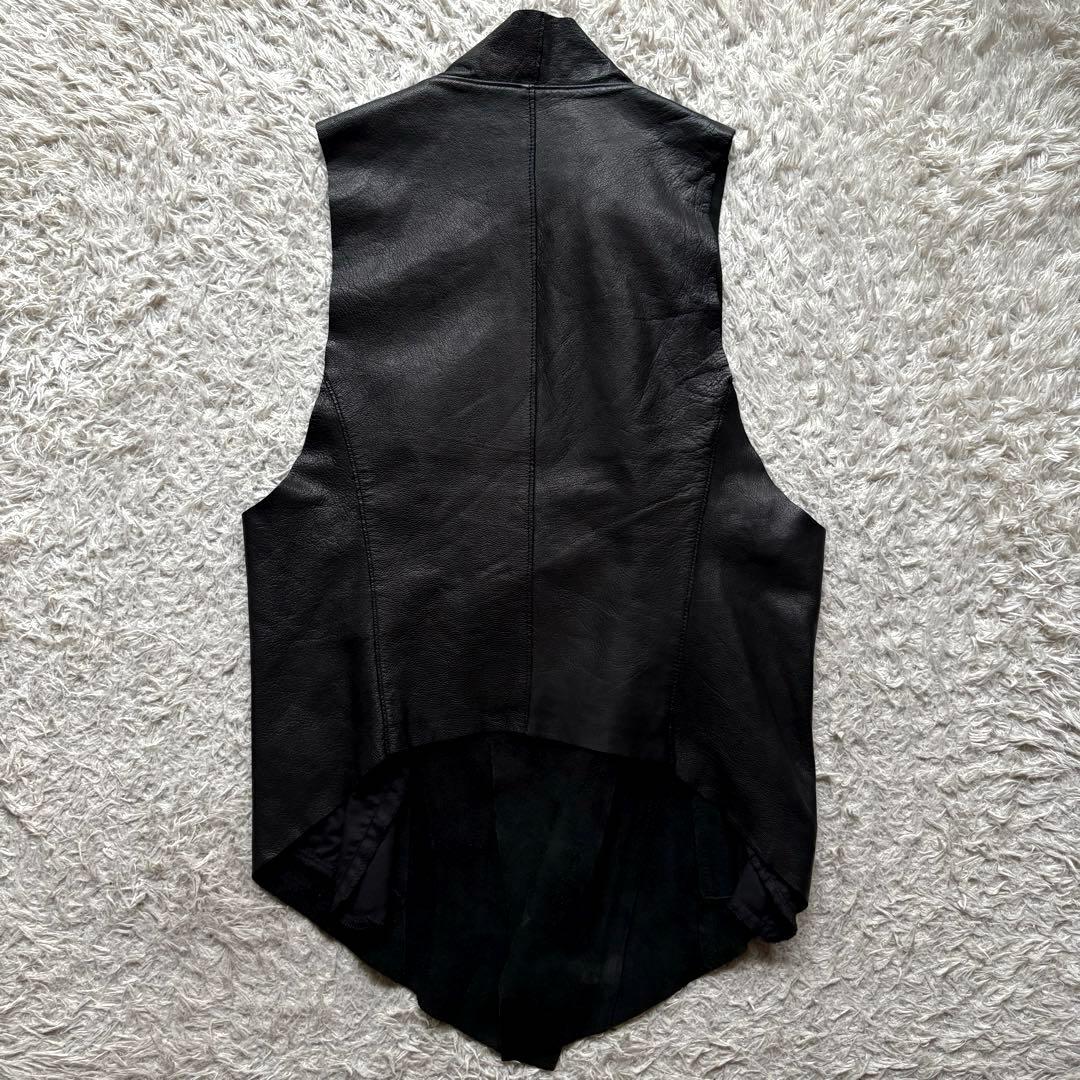 ★羊革★ BUFFALO BOBS ハーフダブル ベスト ジップアップ ジレ 黒