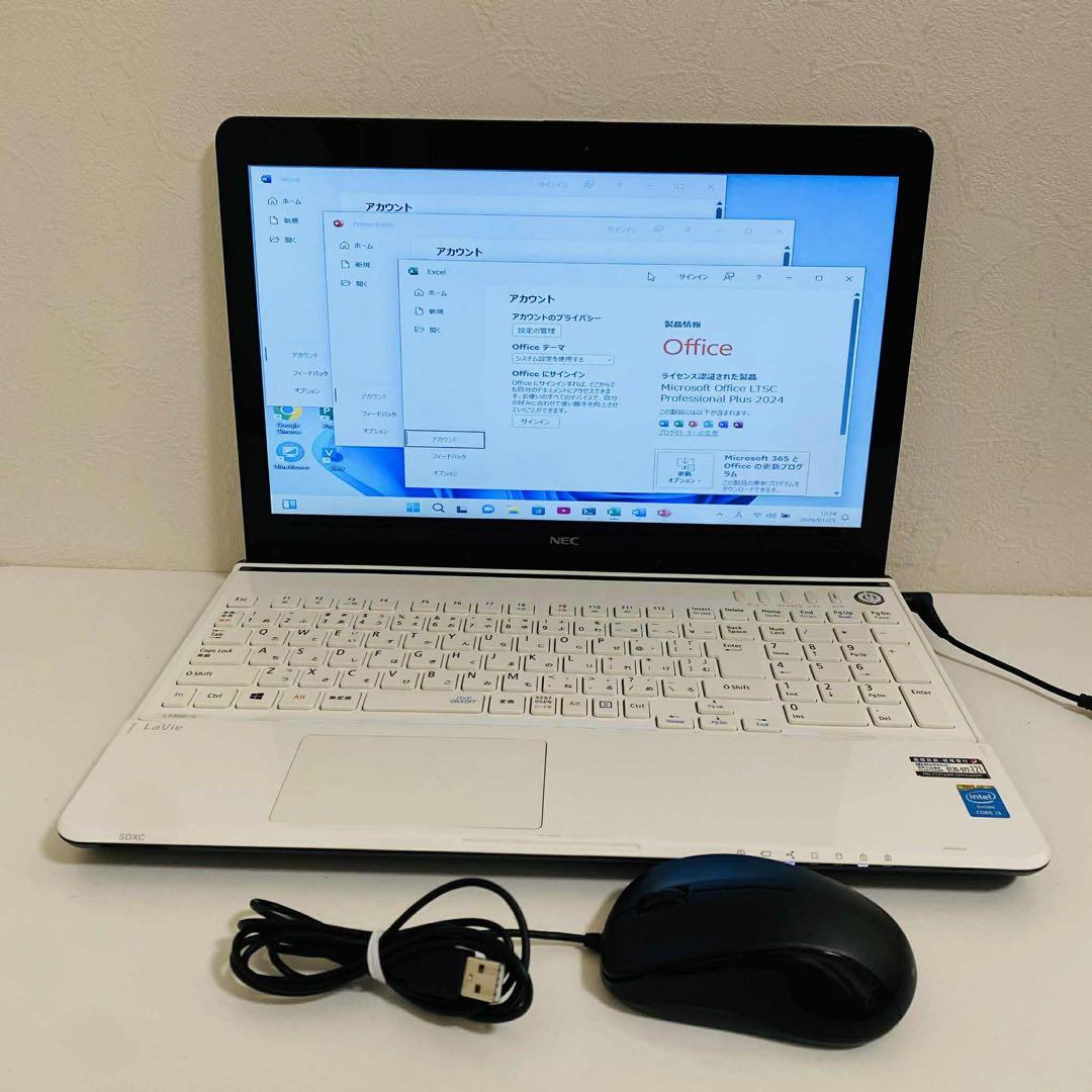 Y60 NECノートパソコンSSD高速 WEBカメラWindows11オフィス付