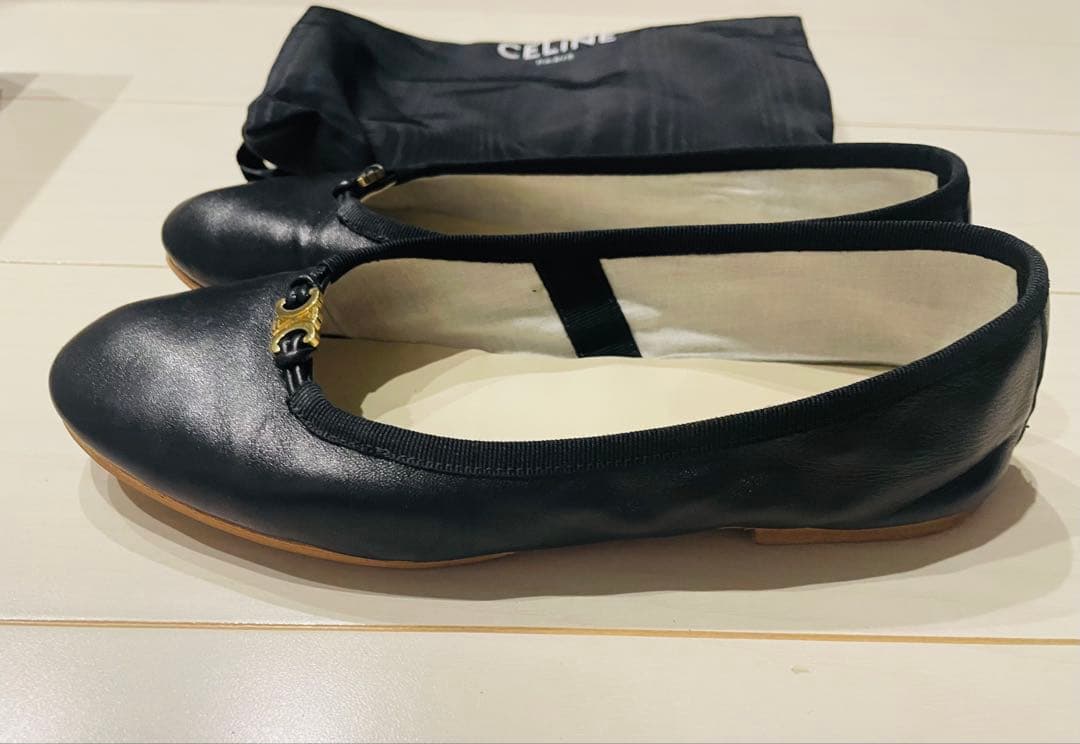 CELINE セリーヌ バレエシューズ 36 レザー ブラック