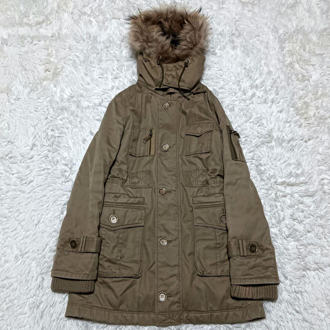 バーバリーブルーレーベル　モッズコート　ミリタリージャケット　リアルファー　38