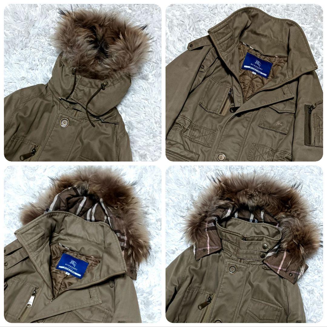 バーバリーブルーレーベル　モッズコート　ミリタリージャケット　リアルファー　38