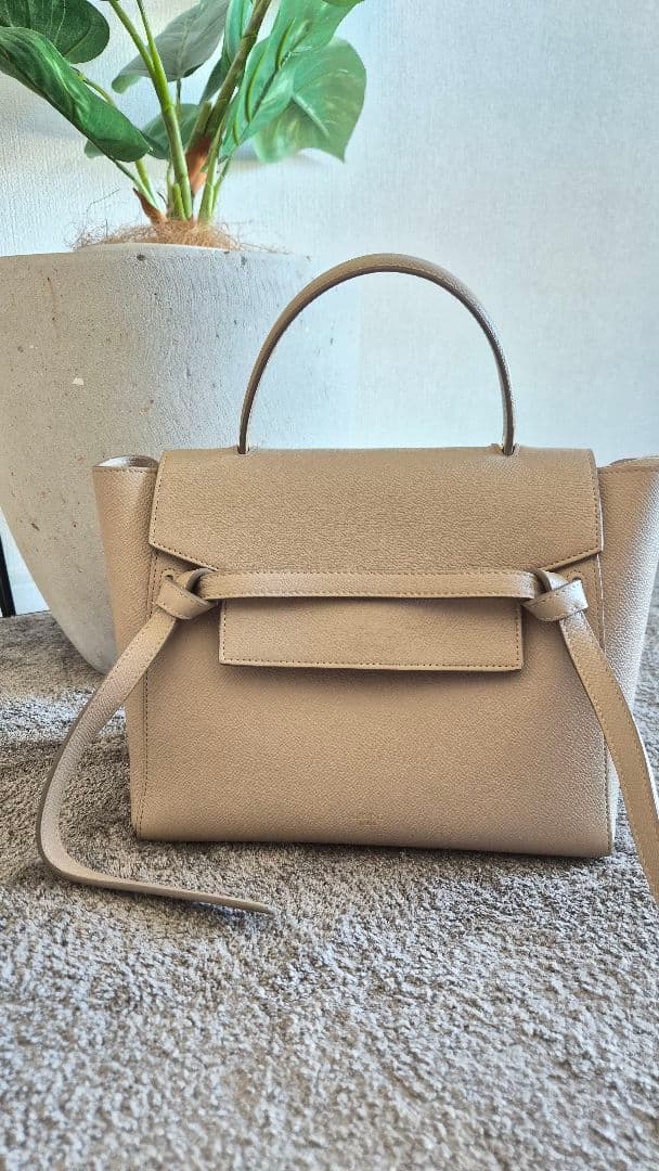 CELINE　ベージュ レザーショルダーバッグ