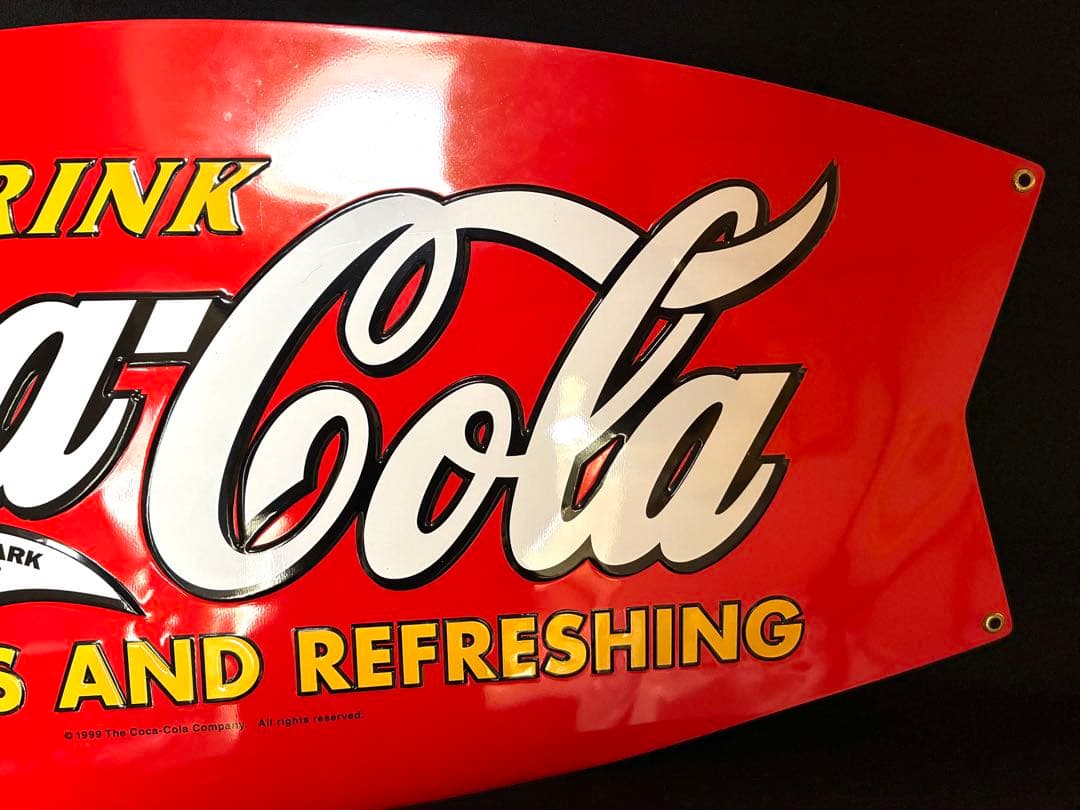 コカコーラ　サイン　看板　リボン　フィッシュ　アメリカン雑貨　ビンテージ