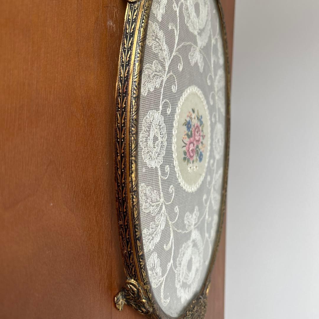 【匿名配送】ドレッシングトレイ　プチポワン　バラ　アンティーク　雑貨